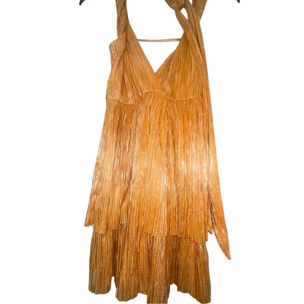 Sabina Musayev Bobo Metallic Mini Dress in Mandarin Size XS